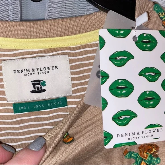 NWT Men’s XL OR L Denim & Flower Ricky Singh 
St. Patrick’s day Dabbing Dog NEW - Picture 3 of 6